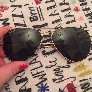 Ray Ban Aviators 62 mm Gold Green Lens POLARIZED